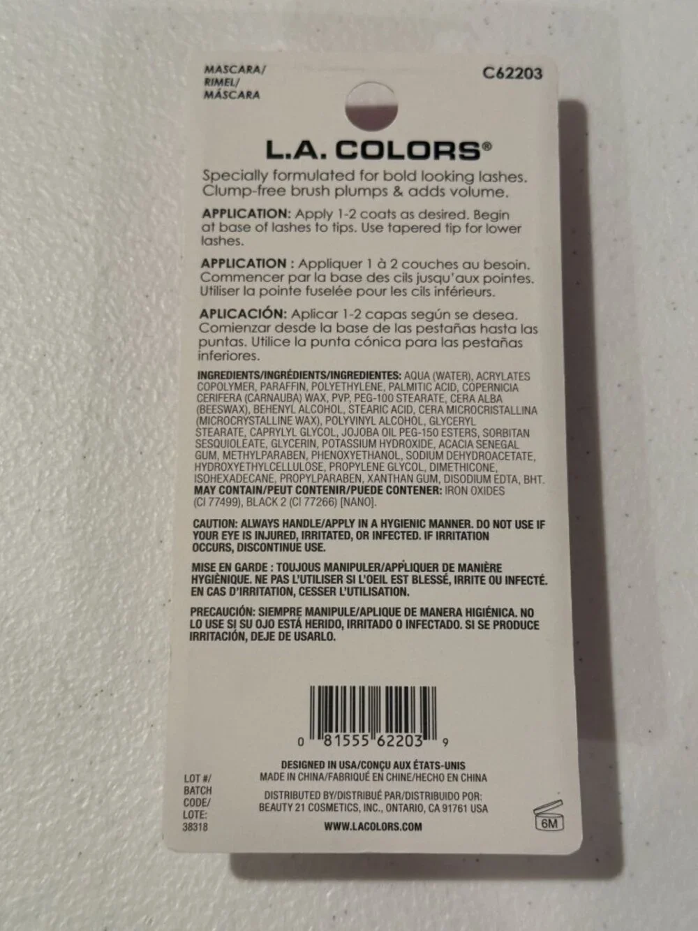 LA Colors Bold Lash Mascara Very Black Defining Volume 2 Pack New